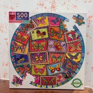 Eeboo Vintage Butterflies - 500 Piece Round Puzzle
